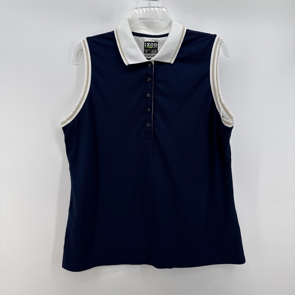 Izod Women's Golf Navy Blue Collared Button Up Polo  XL‎